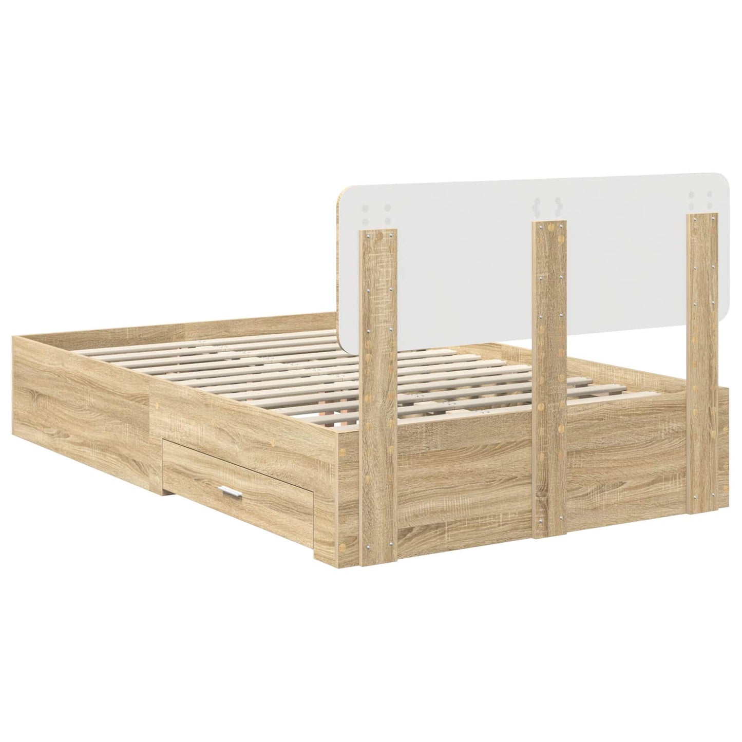 vidaXL Bed Frame with Drawer Sonoma Oak 135 x 190 cm Engineered Wood