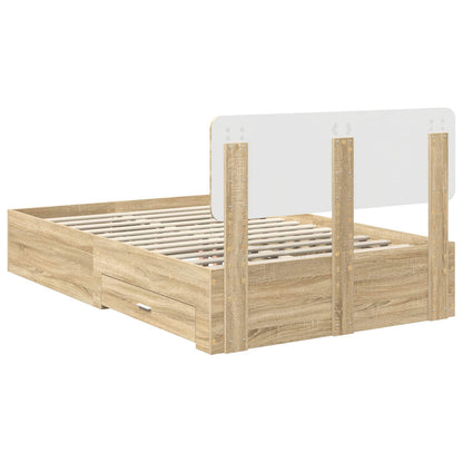 vidaXL Bed Frame with Drawer Sonoma Oak 135 x 190 cm Engineered Wood