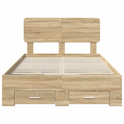 vidaXL Bed Frame with Drawer Sonoma Oak 135 x 190 cm Engineered Wood