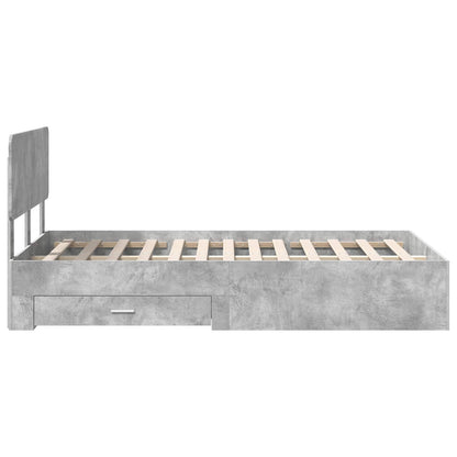vidaXL Bed Frame Concrete Grey 135 x 190 cm Engineered Wood