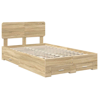 vidaXL Bed Frame with Drawer Sonoma Oak 120 x 200 cm Engineered Wood