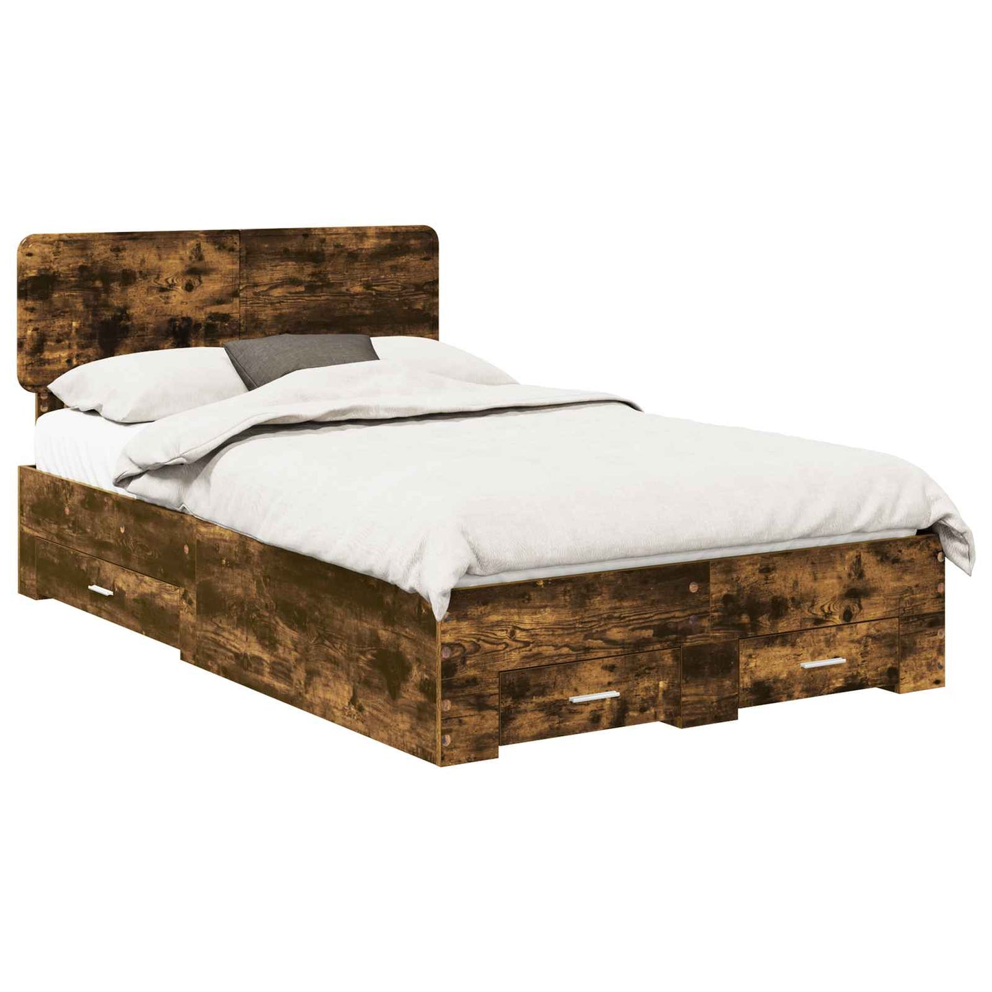 vidaXL Bed Frame with Drawer Smoked Oak 120 x 200 cm Engineered Wood