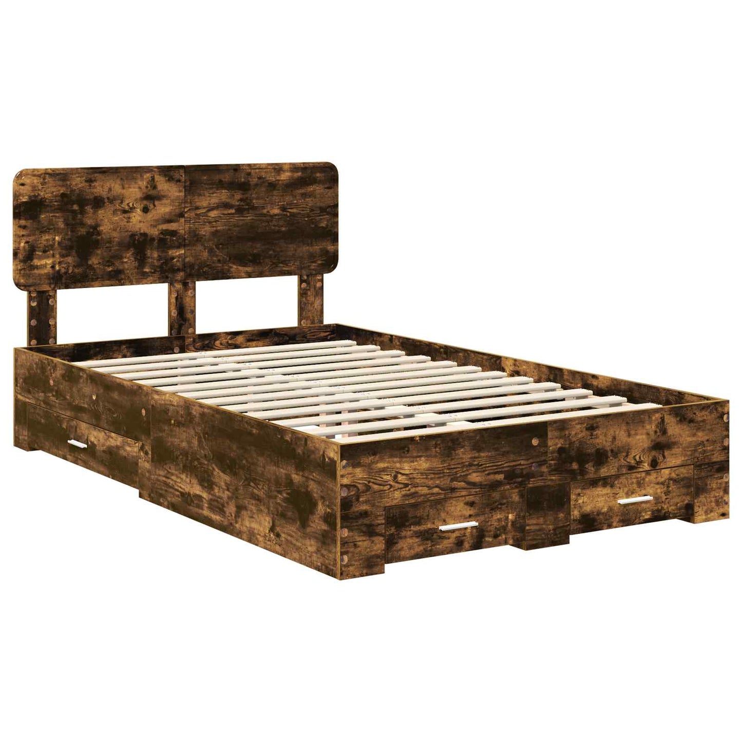 vidaXL Bed Frame with Drawer Smoked Oak 120 x 200 cm Engineered Wood