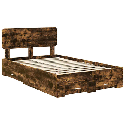 vidaXL Bed Frame with Drawer Smoked Oak 120 x 200 cm Engineered Wood