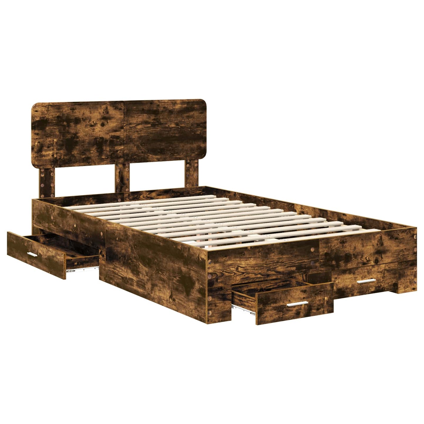 vidaXL Bed Frame with Drawer Smoked Oak 120 x 200 cm Engineered Wood