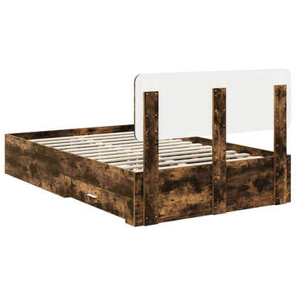 vidaXL Bed Frame with Drawer Smoked Oak 120 x 200 cm Engineered Wood