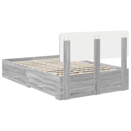 vidaXL Bed Frame with Drawer Grey Sonoma 120 x 200 cm Engineered Wood