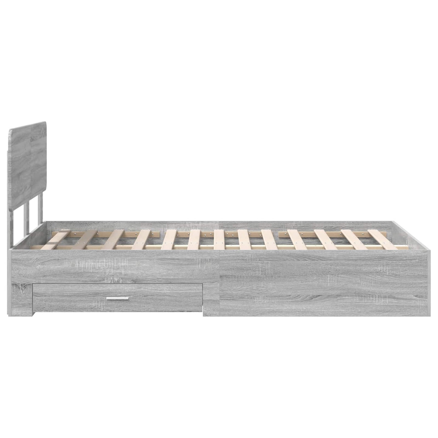 vidaXL Bed Frame with Drawer Grey Sonoma 120 x 200 cm Engineered Wood