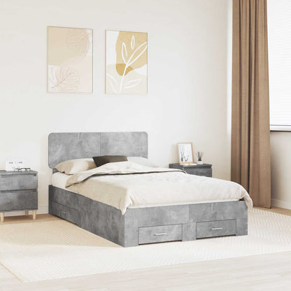 vidaXL Bed Frame Concrete Grey 120 x 190 cm Engineered Wood