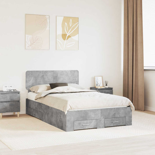 vidaXL Bed Frame Concrete Grey 120 x 190 cm Engineered Wood