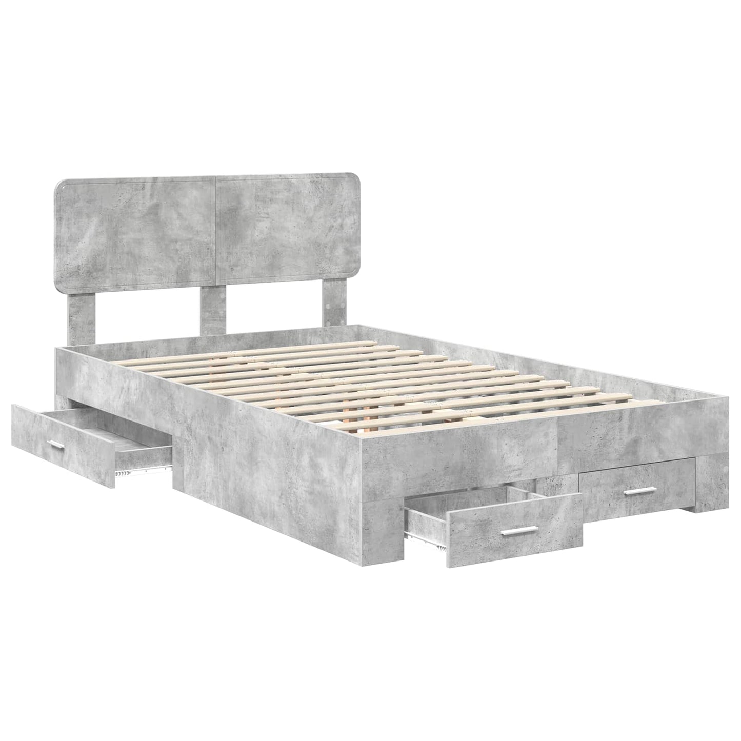 vidaXL Bed Frame Concrete Grey 120 x 190 cm Engineered Wood