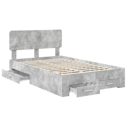 vidaXL Bed Frame Concrete Grey 120 x 190 cm Engineered Wood