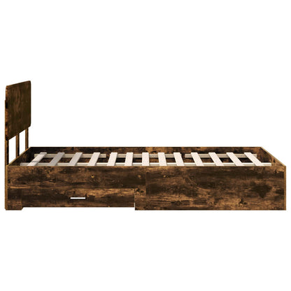 vidaXL Bed Frame with Drawer Smoked Oak 120 x 190 cm Engineered Wood