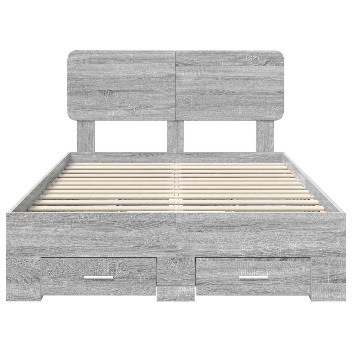 vidaXL Bed Frame with Drawer Grey Sonoma 120 x 190 cm Engineered Wood
