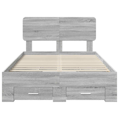 vidaXL Bed Frame with Drawer Grey Sonoma 120 x 190 cm Engineered Wood