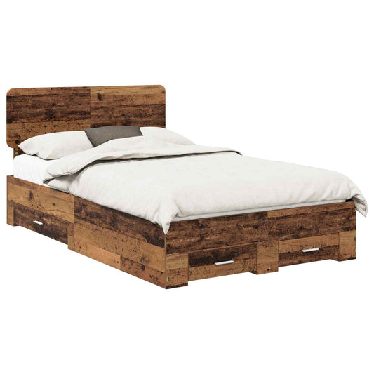 vidaXL Bed Frame with Headboard Old Wood 120 x 190 cm Engineered Wood