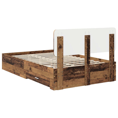 vidaXL Bed Frame with Headboard Old Wood 120 x 190 cm Engineered Wood