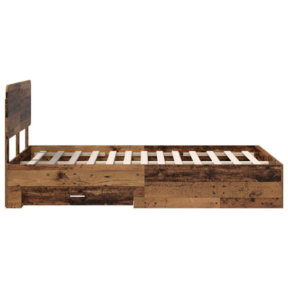 vidaXL Bed Frame with Headboard Old Wood 120 x 190 cm Engineered Wood