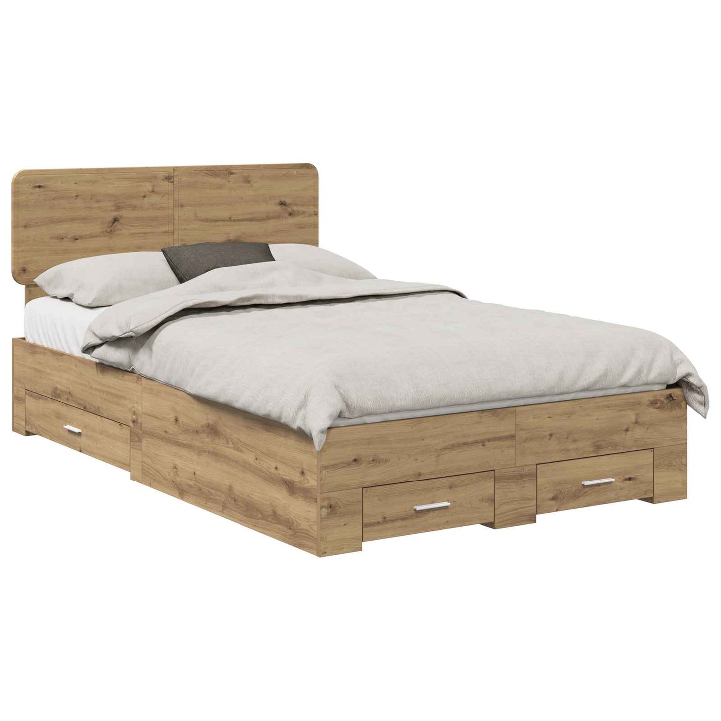 vidaXL Bed Frame with Drawer Artisan Oak 120 x 190 cm Engineered Wood