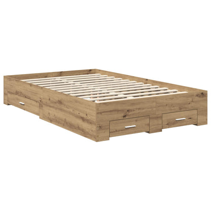 vidaXL Bed Frame with Drawer Artisan Oak 120 x 190 cm Engineered Wood