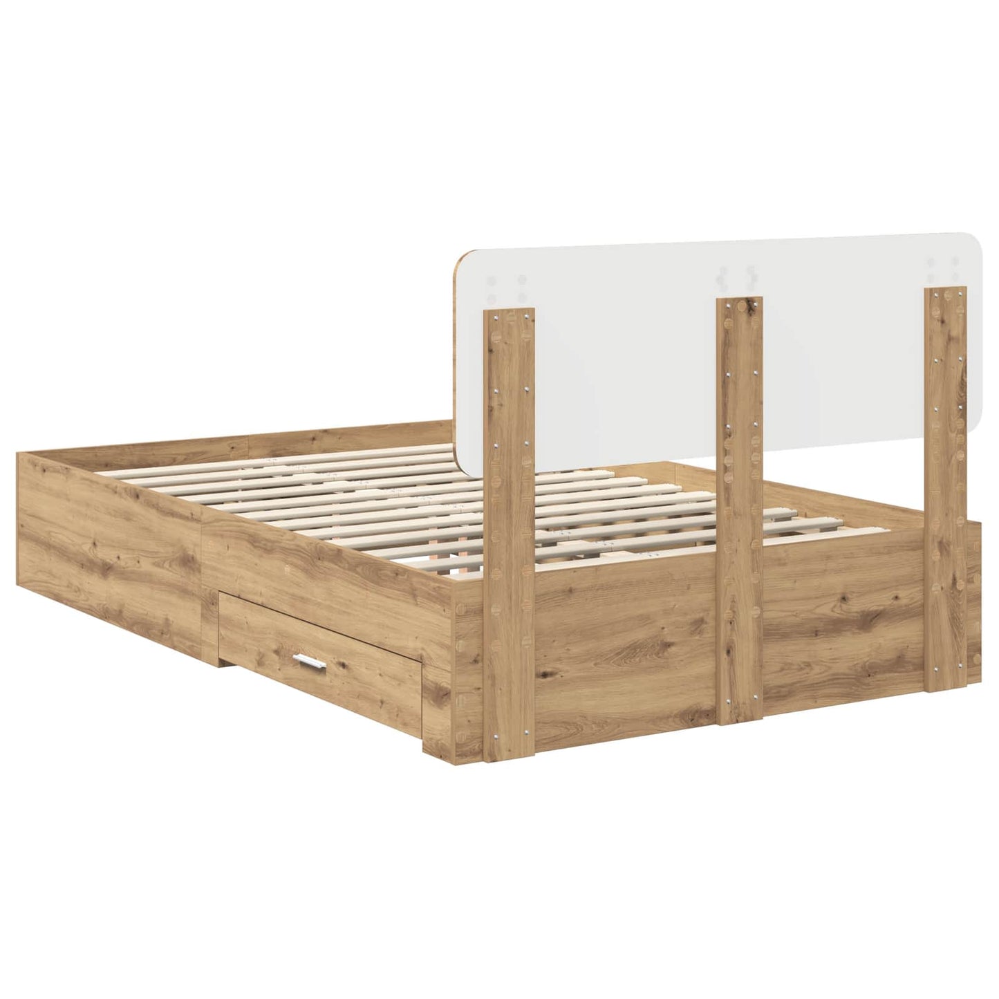 vidaXL Bed Frame with Drawer Artisan Oak 120 x 190 cm Engineered Wood