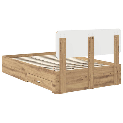 vidaXL Bed Frame with Drawer Artisan Oak 120 x 190 cm Engineered Wood
