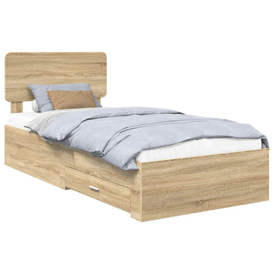 vidaXL Bed Frame with Drawer Sonoma Oak 100 x 200 cm Engineered Wood