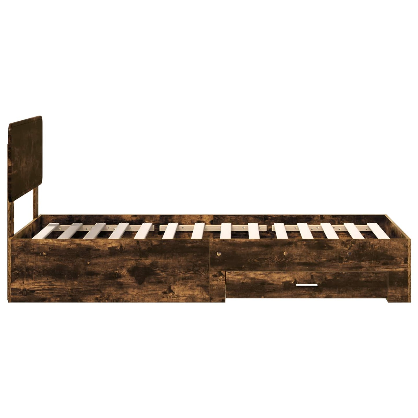 vidaXL Bed Frame with Drawer Smoked Oak 100 x 200 cm Engineered Wood