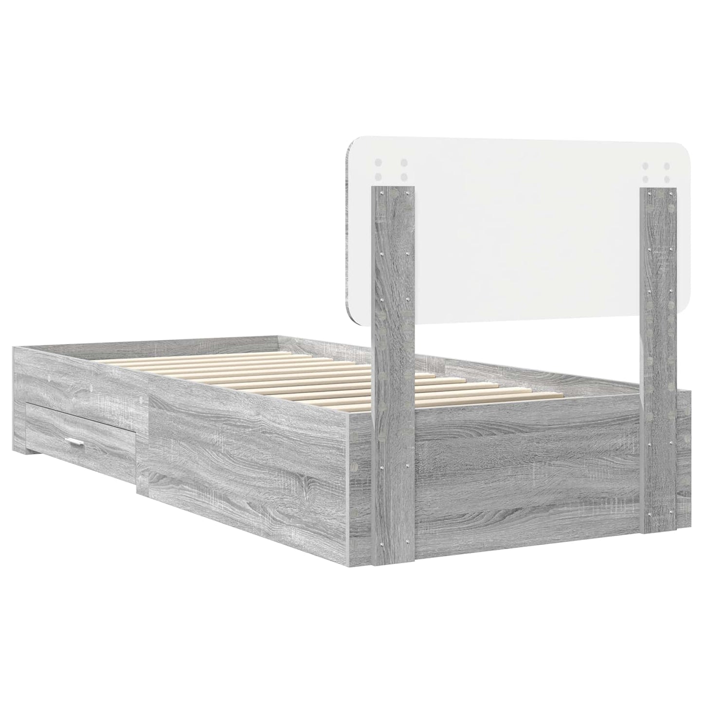 vidaXL Bed Frame with Drawer Grey Sonoma 100 x 200 cm Engineered Wood