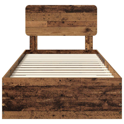 vidaXL Bed Frame with Headboard Old Wood 100 x 200 cm Engineered Wood