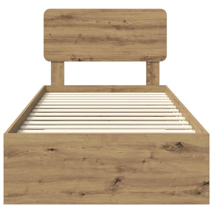 vidaXL Bed Frame with Drawer Artisan Oak 100 x 200 cm Engineered Wood