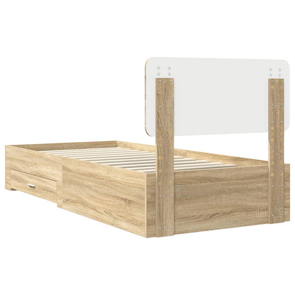 vidaXL Bed Frame with Headboard Sonoma Oak 90 x 200 cm Engineered Wood