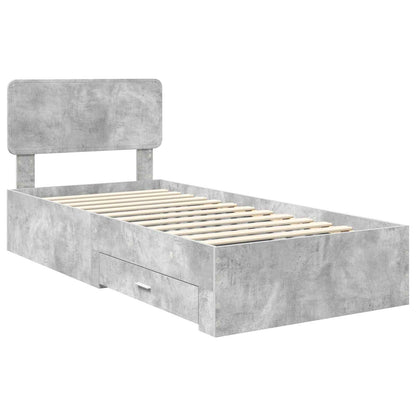 vidaXL Bed Frame with Drawer Concrete Grey 90 x 200 cm Engineered Wood