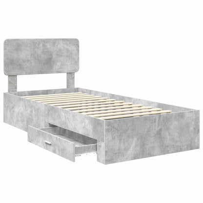 vidaXL Bed Frame with Drawer Concrete Grey 90 x 200 cm Engineered Wood