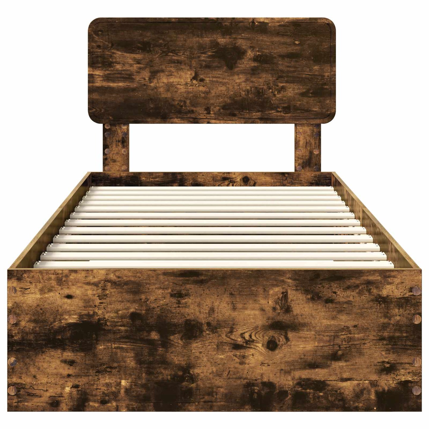 vidaXL Bed Frame with Headboard Smoked Oak 90 x 200 cm Engineered Wood