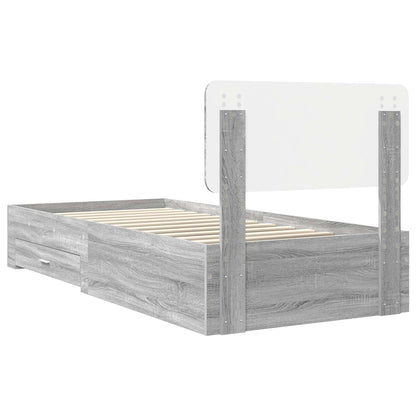 vidaXL Bed Frame with Drawer Grey Sonoma 90 x 200 cm Engineered Wood