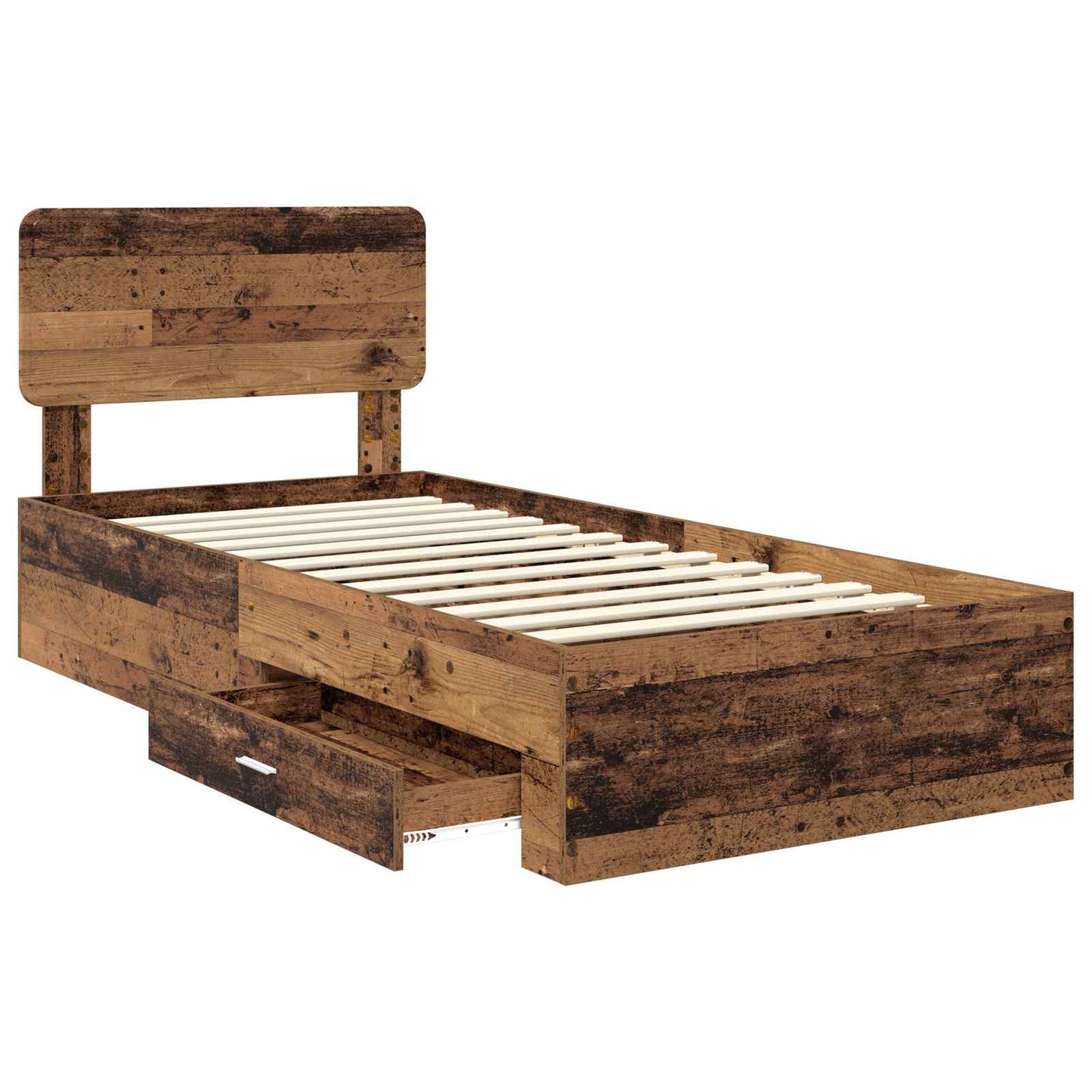 vidaXL Bed Frame with Headboard Old Wood 90 x 200 cm Engineered Wood