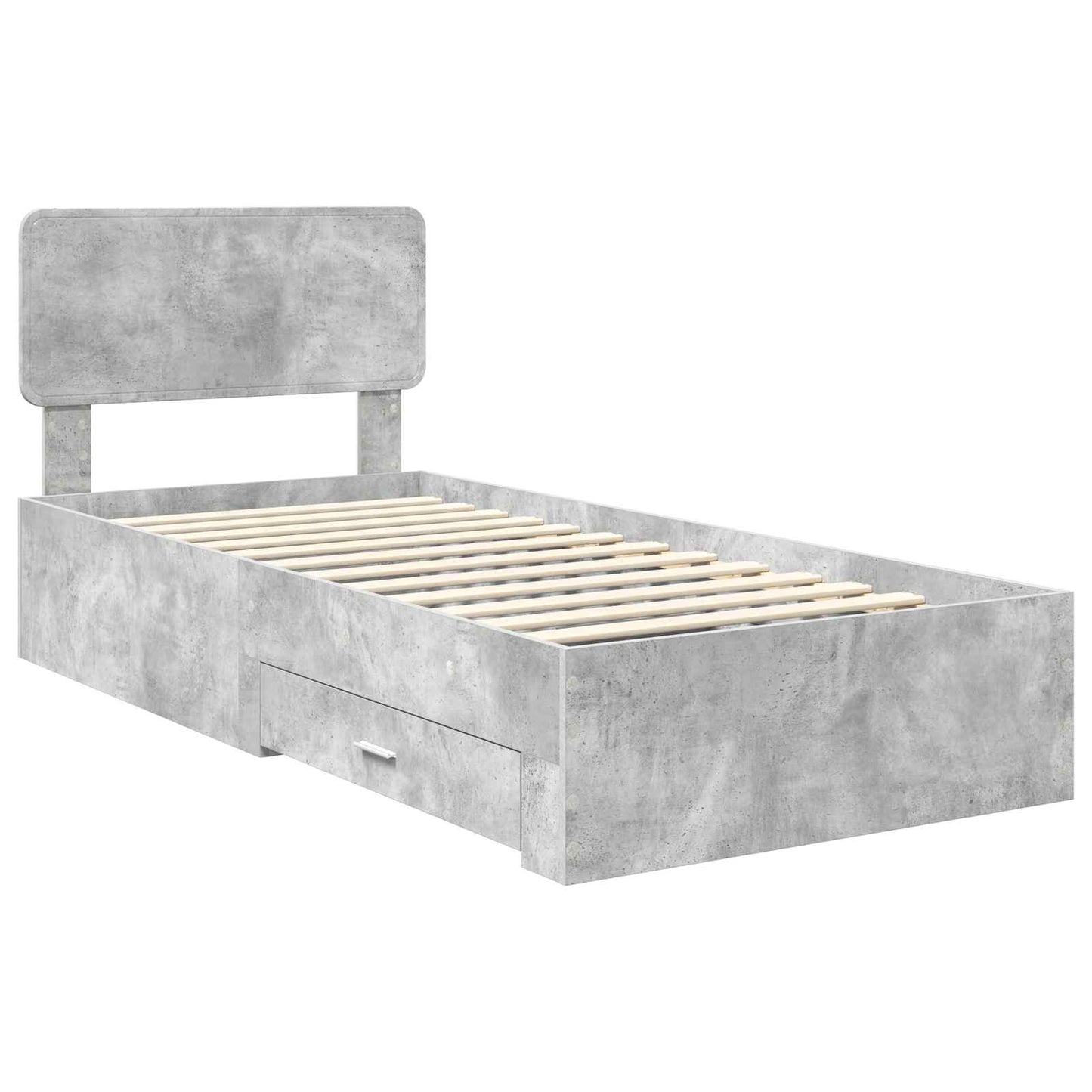 vidaXL Bed Frame with Drawer Concrete Grey 90 x 190 cm Engineered Wood
