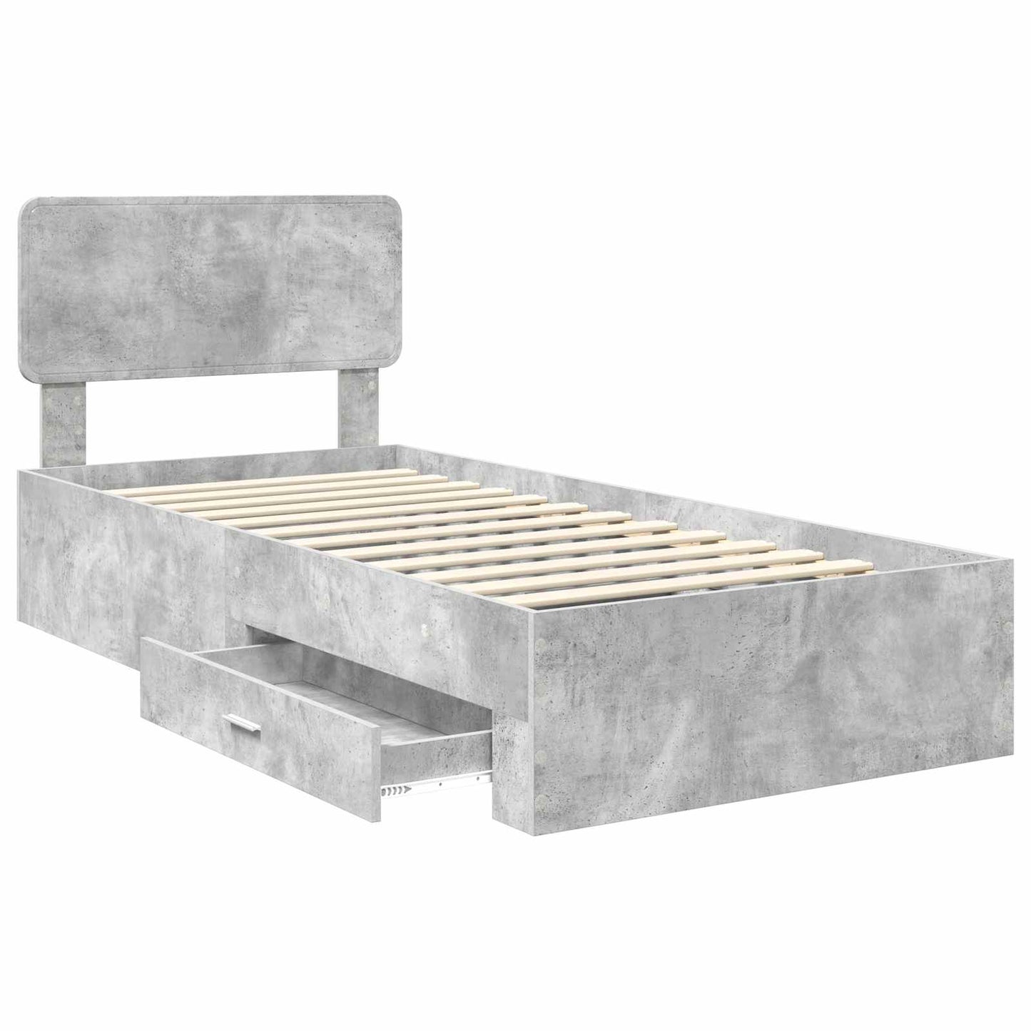 vidaXL Bed Frame with Drawer Concrete Grey 90 x 190 cm Engineered Wood