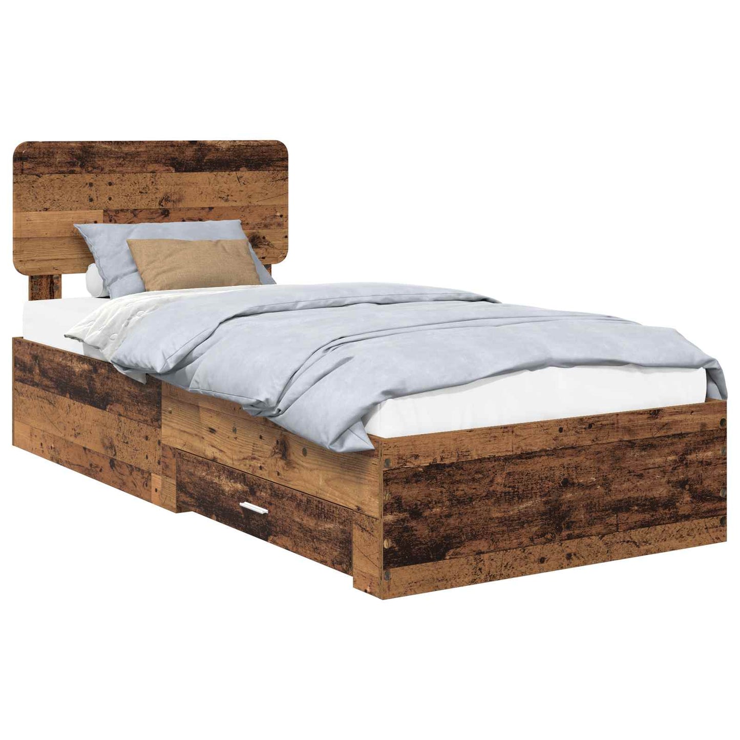 vidaXL Bed Frame with Headboard Old Wood 90 x 190 cm Engineered Wood