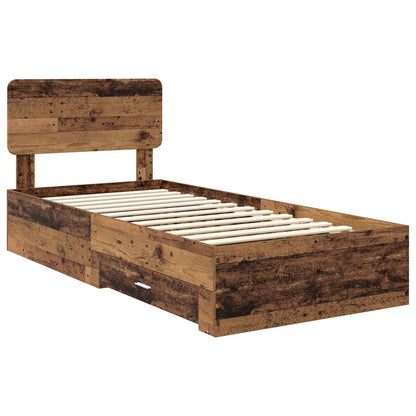 vidaXL Bed Frame with Headboard Old Wood 90 x 190 cm Engineered Wood