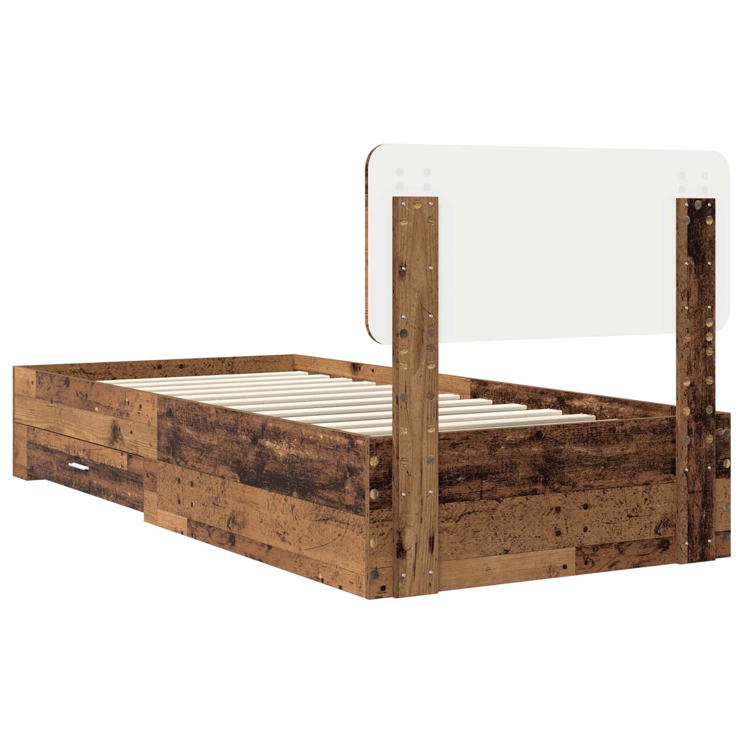 vidaXL Bed Frame with Headboard Old Wood 90 x 190 cm Engineered Wood