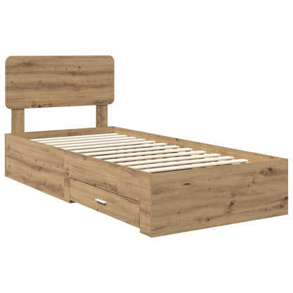 vidaXL Bed Frame with Drawer Artisan Oak 90 x 190 cm Engineered Wood
