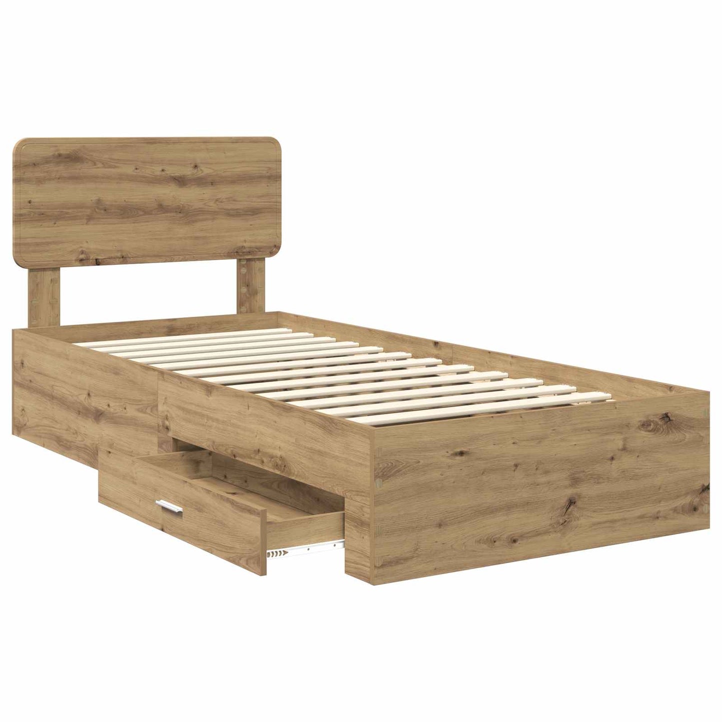 vidaXL Bed Frame with Drawer Artisan Oak 90 x 190 cm Engineered Wood