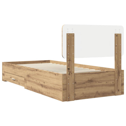 vidaXL Bed Frame with Drawer Artisan Oak 90 x 190 cm Engineered Wood