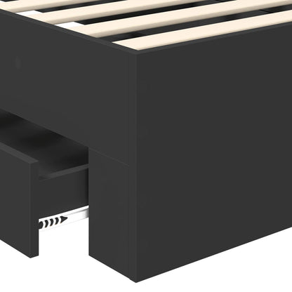 vidaXL Bed Frame with Headboard Black 75 x 190 cm Engineered Wood