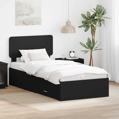 vidaXL Bed Frame with Headboard Black 75 x 190 cm Engineered Wood