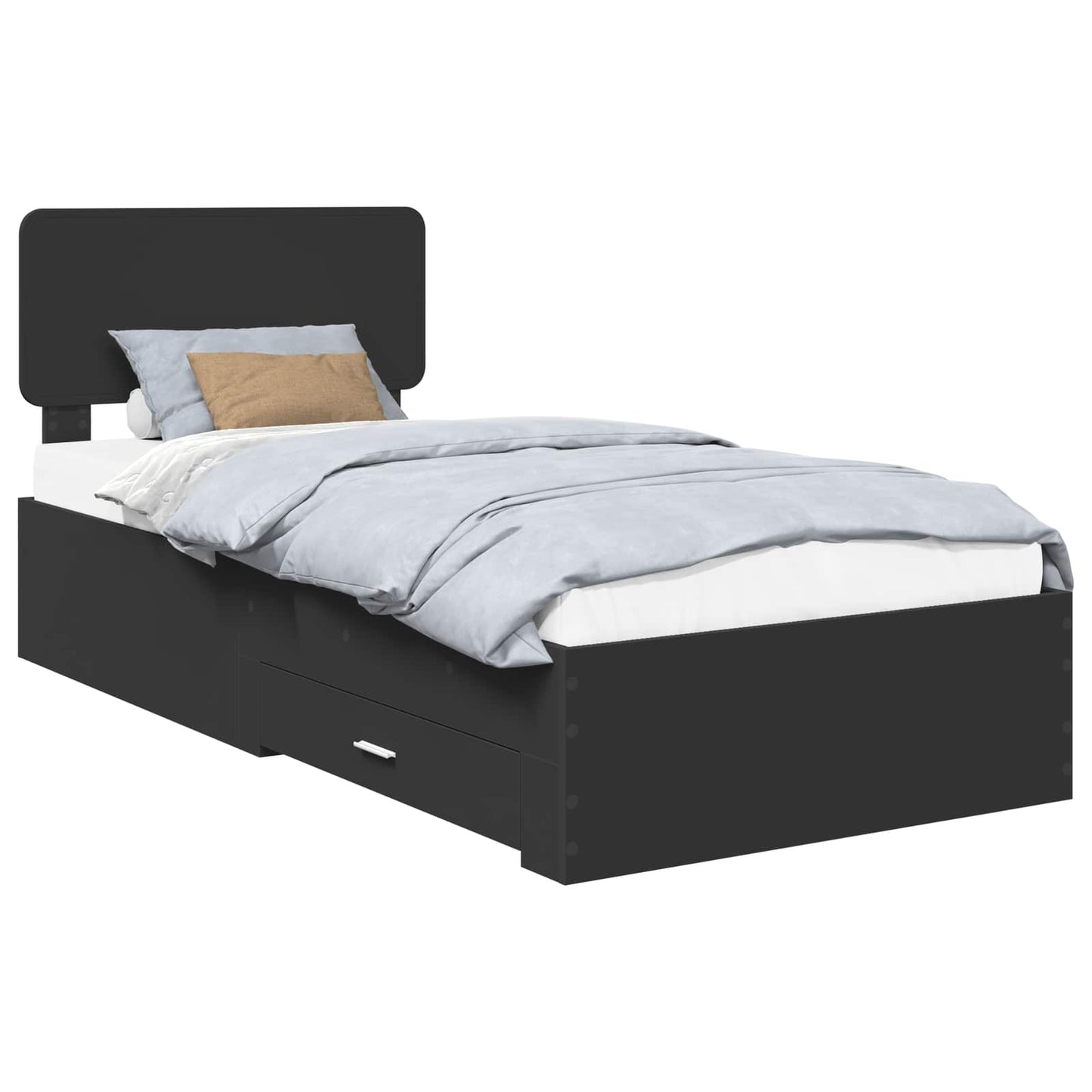 vidaXL Bed Frame with Headboard Black 75 x 190 cm Engineered Wood