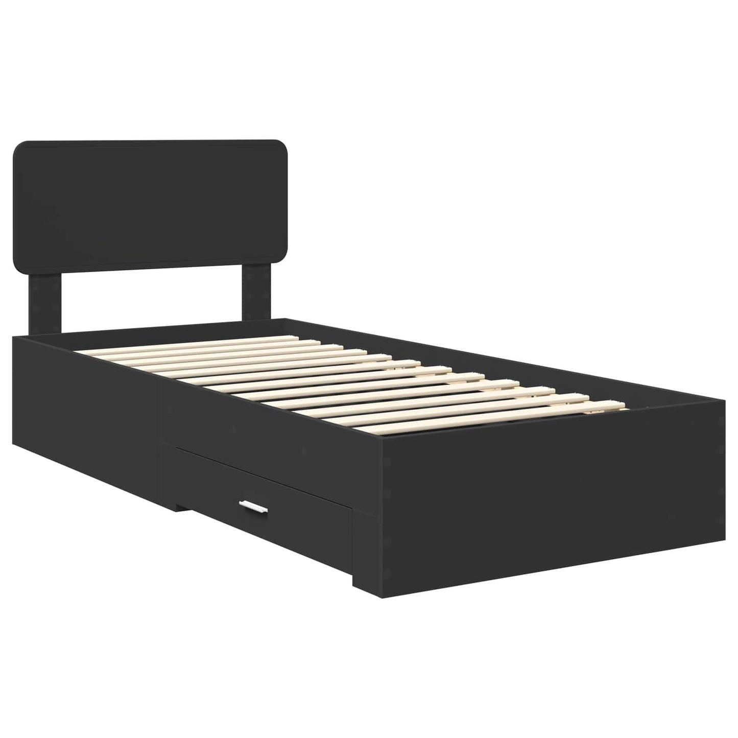 vidaXL Bed Frame with Headboard Black 75 x 190 cm Engineered Wood