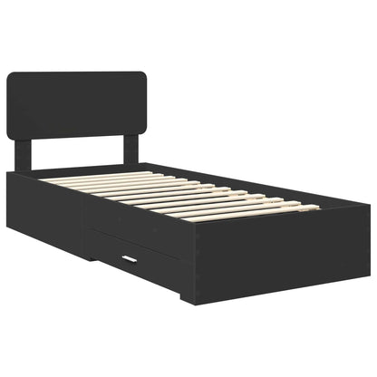 vidaXL Bed Frame with Headboard Black 75 x 190 cm Engineered Wood